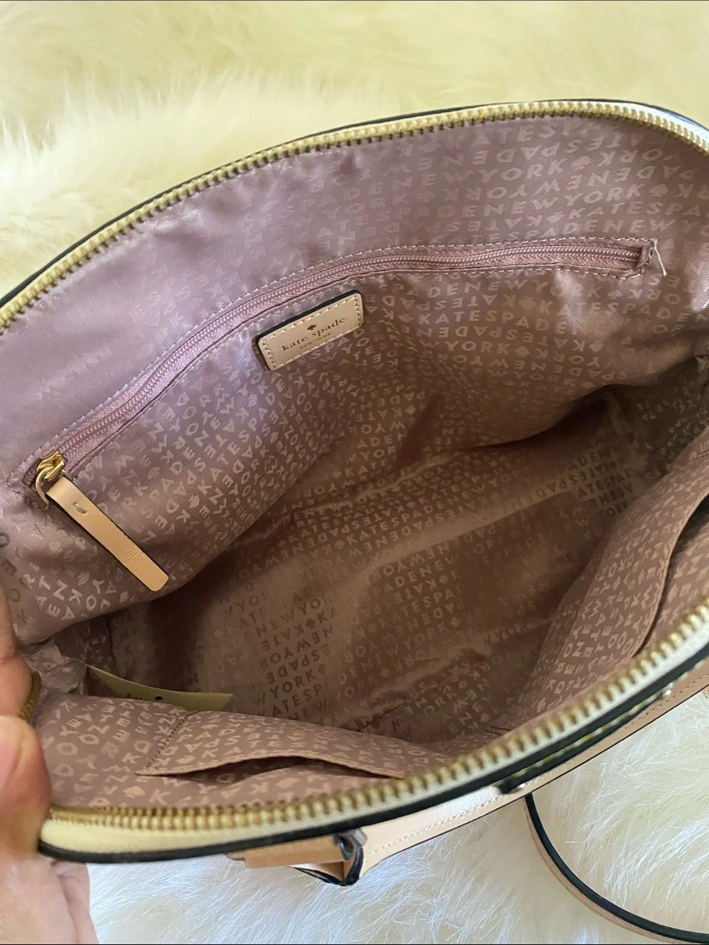 Genuine Kate Spade New York Striped Grove Street Carli Leather Satchel